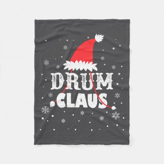 Drum Claus Santa Christmas Drummer Long Sleeve  フリースブランケット (正面)