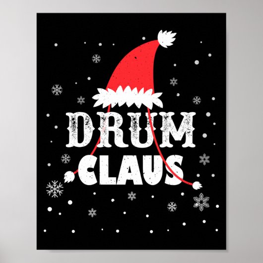 Drum Claus Santa Christmas Drummer Long Sleeve  ポスター (正面)