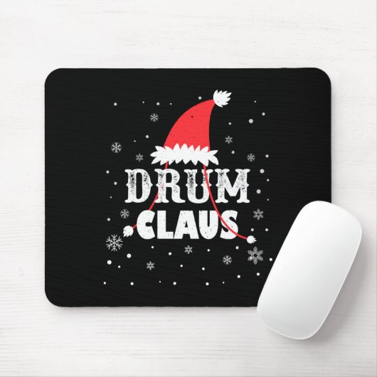 Drum Claus Santa Christmas Drummer Long Sleeve マウスパッド (マウス)