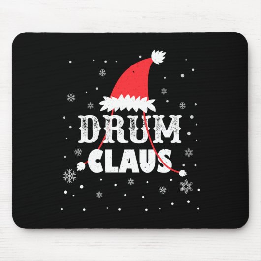 Drum Claus Santa Christmas Drummer Long Sleeve  マウスパッド (正面)