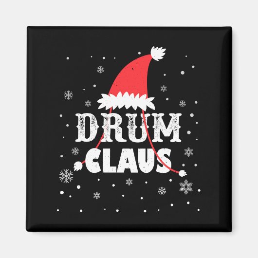 Drum Claus Santa Christmas Drummer Long Sleeve  マグネット (正面)