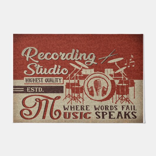 Drum Design Doormat, Music Stuido Decor ドアマット (正面)