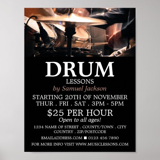 Drum Kit、Drum Lessons 広告's ポスター (正面)