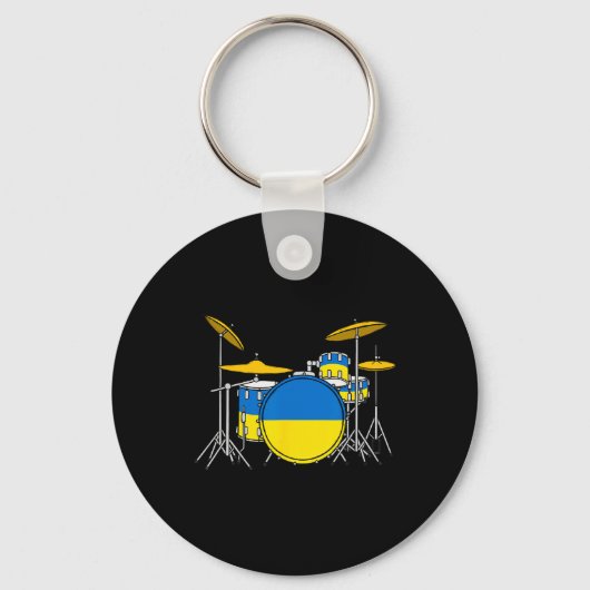 Drum Kit Ukrainian Flag Ukraine Drummer Musician  キーホルダー (正面)