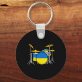 Drum Kit Ukrainian Flag Ukraine Drummer Musician  キーホルダー (正面)