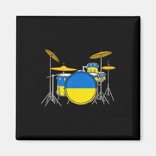 Drum Kit Ukrainian Flag Ukraine Drummer Musician  マグネット (正面)