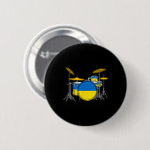 Drum Kit Ukrainian Flag Ukraine Drummer Musician  缶バッジ (正面&裏面)