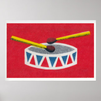 Drum Matchbox Wall Poster - Vintage Eastern Europe ポスター