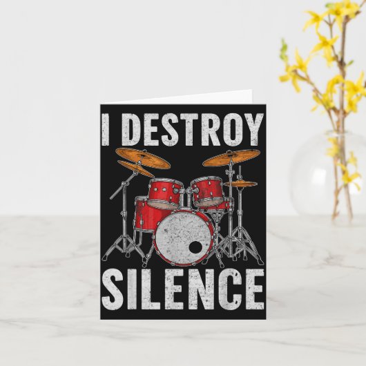 Drum Percussionist Drummers I Destroy Silence Drum カード (黄色い花)