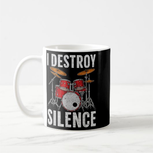 Drum Percussionist Drummers I Destroy Silence Drum コーヒーマグカップ (左)