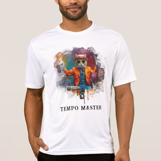 *~* DRUM Player クール Cat AP91パーカッショニスト Tシャツ (正面)