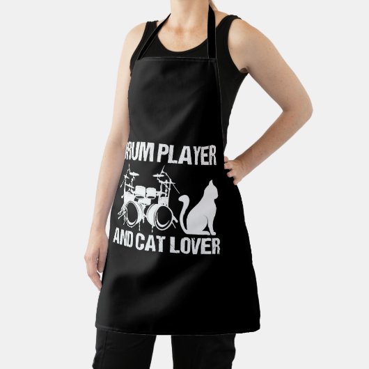 Drum Player And Cat Lover Drumming Musician Drums エプロン (インサイチュ)