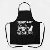 Drum Player And Cat Lover Drumming Musician Drums エプロン (正面)