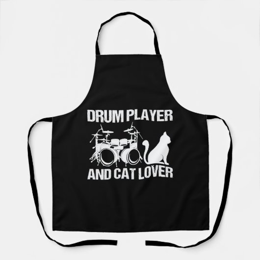 Drum Player And Cat Lover Drumming Musician Drums エプロン (正面)