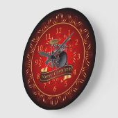 Drum Set, Merry Christmas, Maroon & Black ~   ラージ壁時計 (傾斜)