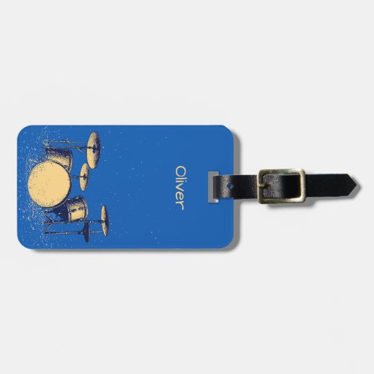 Drum Set on Blue ラゲッジタグ (正面横)