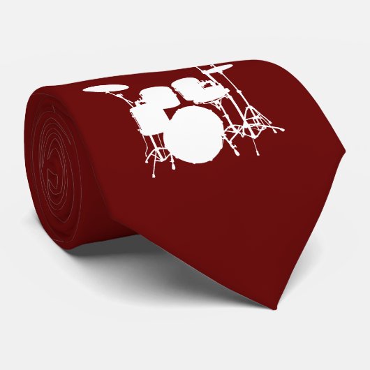 Drum Set White Silhouette Necktie ネクタイ (ロール)