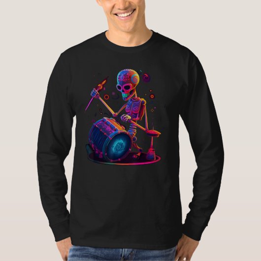 Drum Sticks Skeleton Drummer Kit Tシャツ (正面)