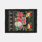 Drum Ugly Christmas Sweater Musical Drum Player Dr フリースブランケット (正面(横))