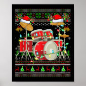 Drum Ugly Christmas Sweater Musical Drum Player Dr ポスター (正面)