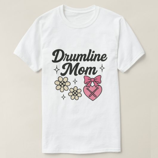 : Drumline Momハート&フラワー Tシャツ (デザイン正面)