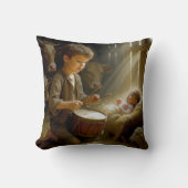 Drummer Boy Playing His Drum For Baby Jesus クッション (正面)