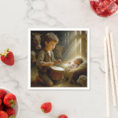 Drummer Boy Playing His Drum For Baby Jesus スタンダードカクテルナプキン (インサイチュ)