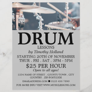 Drummer, Drum Lessons Advertising チラシ