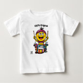 Drummer Emoji -おもしろいとフカラフルル体デザイン ベビーTシャツ (正面)