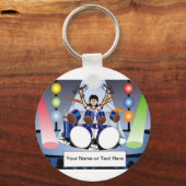 Drummer - Female Cartoon by PrintedPerfection.com キーホルダー (正面)