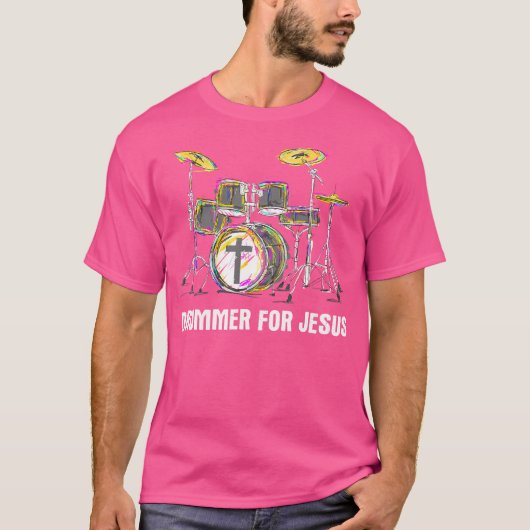 Drummer For Jesus - Christian Bandミュージシャンワーシ Tシャツ (正面)