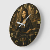 Drummer Funny Mona Lisa Rock Music Drum Set Gift ラージ壁時計 (傾斜)