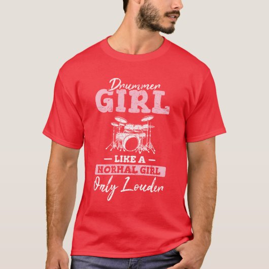 Drummer Girl Funny Drummer Percussion Drums Band M Tシャツ (正面)