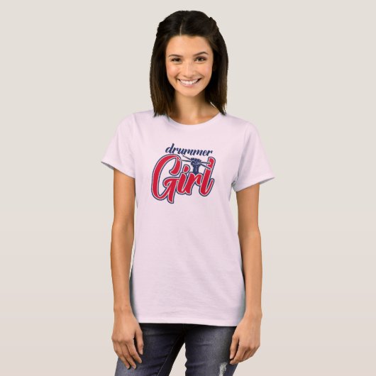 Drummer Girl Retro Tシャツ (正面フル)