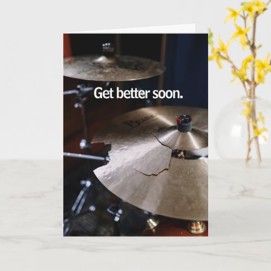Drummer Hard Hitter Loud Percussion Get Well Soon カード (黄色い花)