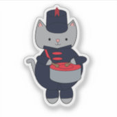 Drummer Marching Band Cat Navy Blue and Red シール (正面)