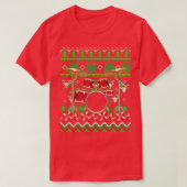 Drummer Musical Instrument Ugly Christmas  Tシャツ (デザイン正面)