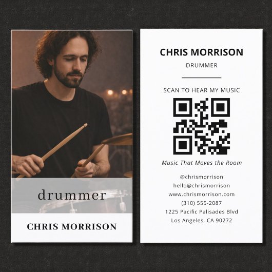 Drummer Musician QR Code Photo 名刺