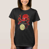Drummer Octopus Drumstick Playing Drum Sea Animal  Tシャツ (正面)
