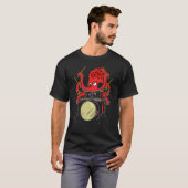 Drummer Octopus Drumstick Playing Drum Sea Animal  Tシャツ (正面フル)
