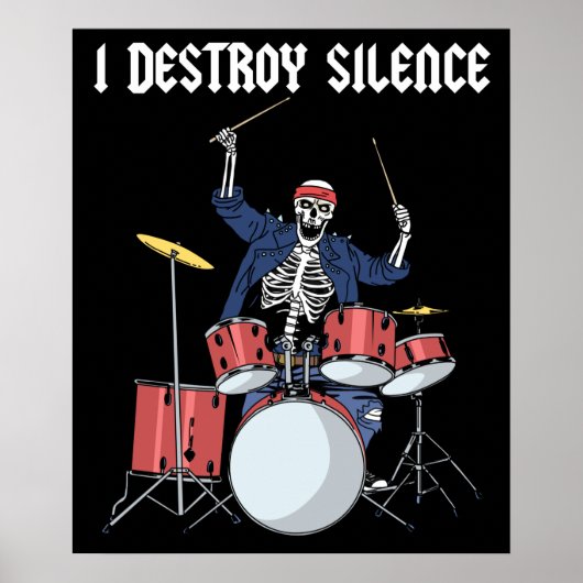 Drummer Rock Music Band Drums I Destroy Silence ポスター (正面)