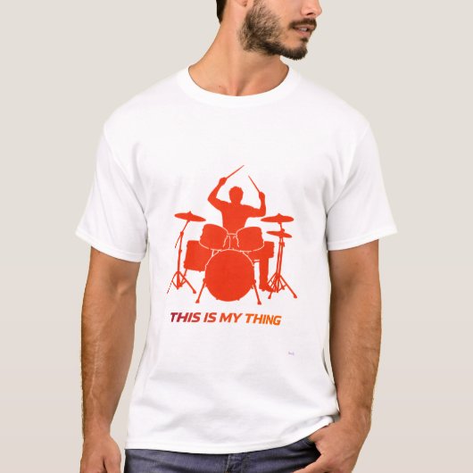 Drummer Silhouette Action Lifestyle Design Tシャツ (正面)