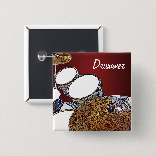 DRUMMER Snare Drum Kit Drumming Percussion Rocker 缶バッジ (正面&裏面)