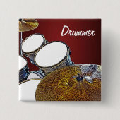 DRUMMER Snare Drum Kit Drumming Percussion Rocker 缶バッジ (正面)