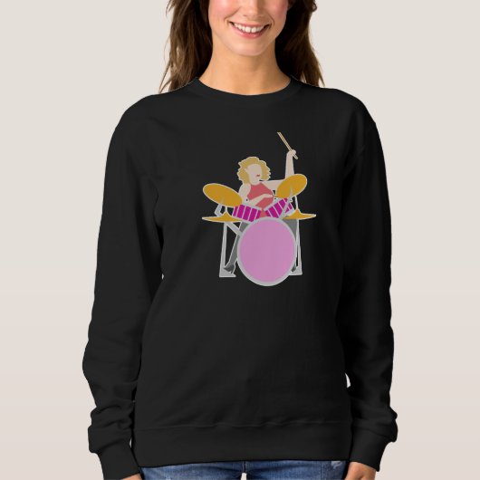 Drummer Woman Design for Band Musicians スウェットシャツ (正面)