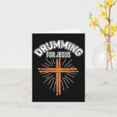 Drumming For Jesus Christian Cross God Faith Bible カード (黄色い花)