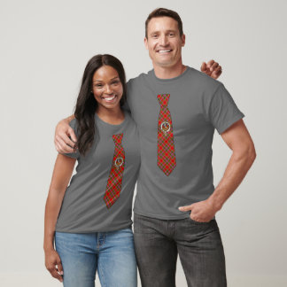 Drummondスコットランドクランバッジ+タータン ネクタイTシャツ Tシャツ