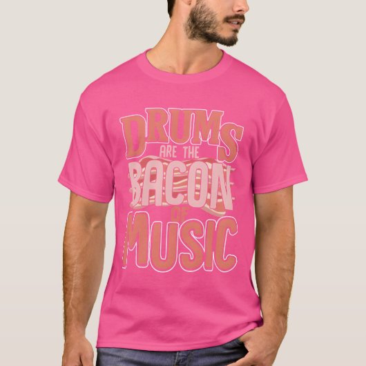 Drums are the bacon of music retro tシャツ (正面)