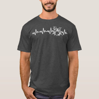 Drums Heartbeat Drummer Pulse Line Drumming Percus Tシャツ