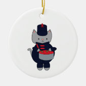 Drums Marching Band Cat Navy Blue Red Personalize セラミックオーナメント (正面)